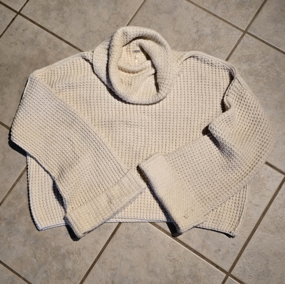 Free People Park City Pullover Cozy Knit Sweater Size Small Oversized Cropped - Picture 8 of 9